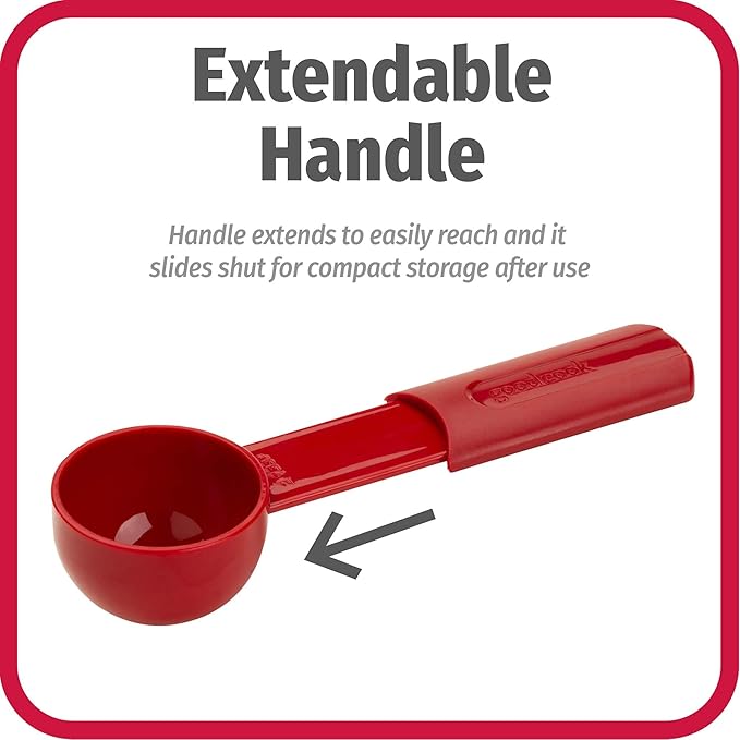 Goodcook Extendable Coffee Scoop, 2 Tablespoon, Small, Red (Pack of 4)