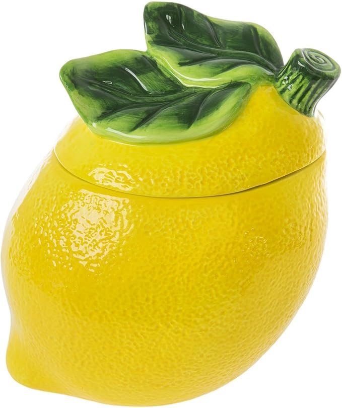 Hobby Lobbby Lemon Shaped Cookie Jar 9" H x 10.5" W x 8.25" D, Yellow, Kichen Decor, Countertop Treat Jar