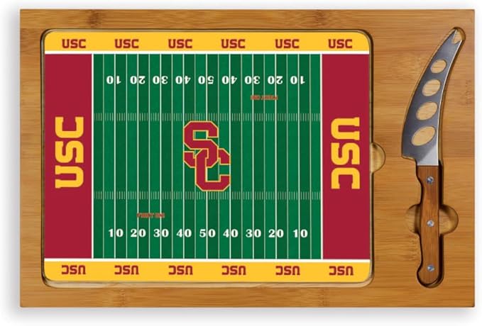 PICNIC TIME NCAA Icon Glass Top Cutting Board & Knife Set, Cheese Boards Charcuterie Boards, Serving Platter, (Parawood & Bamboo)