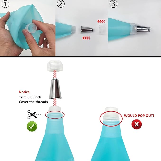 Piping Bags and Tips Set, 18" Reusable Piping Bags, Frosting Piping Kit for Baking with Pastry Bags and Tips, Standard Converters, Silicone Rings, Cake