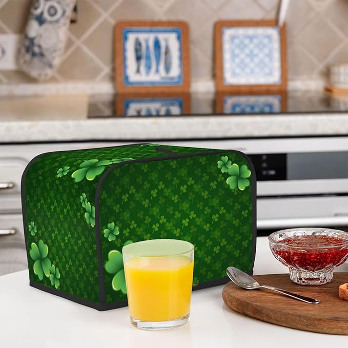 Happy St. Patrick Green Holiday Toaster Cover 2 Slice Dust and Fingerprint Protection Toaster Bread Maker Covers Washable Kitchen Appliance Covers for Kitchen Accessories Decor Bakeware Women Gift