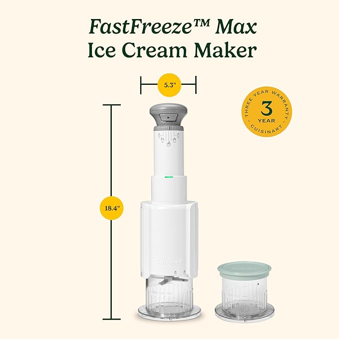 Cuisinart Ice Cream Maker – Cuisinart Fast Freeze Max 5-in-1 Ice Cream, Milkshakes, Slushies, Sorbets and Mix-Ins, Freeze Wand, Two Large 1-Pint Mixing Cups with Lids, Easy to Clean, ICE-FD50