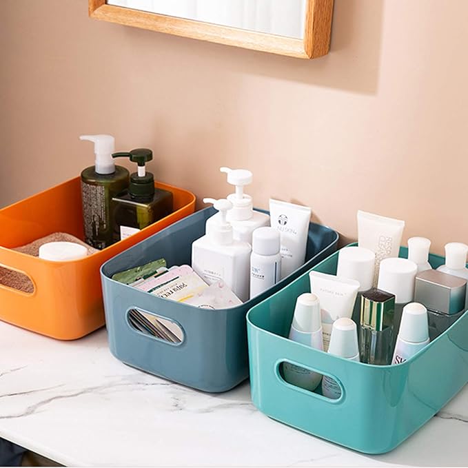 OWill 7 Pcs 2.1 L Plastic Storage Bins and Baskets for Efficient Home Classroom Organization Small Containers in Multicolour for Kitchen, Cupboard box, and Bathroom Organizer on Shelves and Tubs