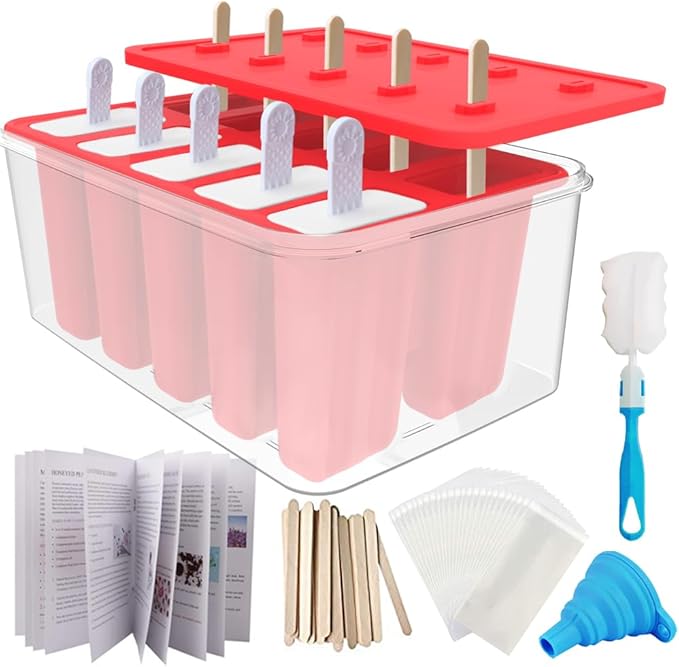 Miaowoof 10-Cav & 8-Cav Silicone Popsicle Mold for Kids, Non-BPA Premium Silicone Popsicles Molds Set