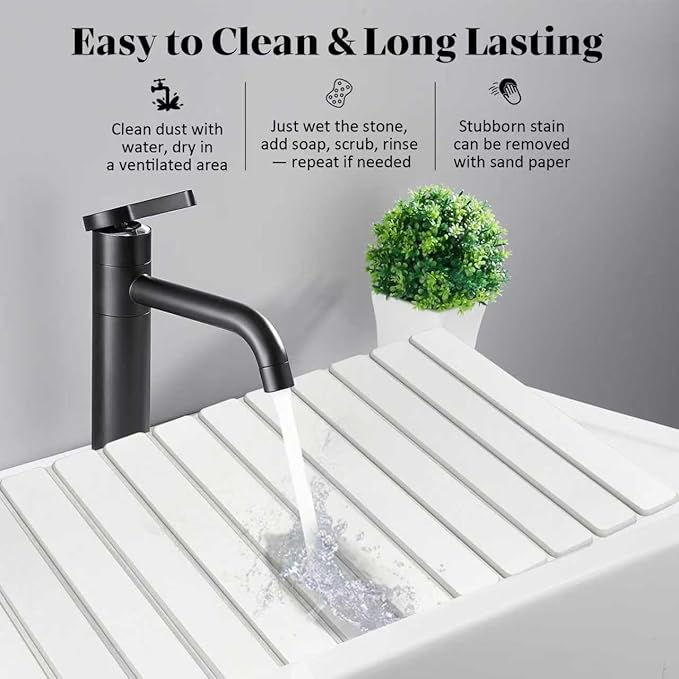 Large Stone Dish Drying Mats for Kitchen Counter, 28"(L)×16"(W), Quick Drying Collapsible Dish Drying Mat, Absorbent Eco-Friendly Diatomaceous Earth Mats for Dishes Bottles, Match Any Countertop