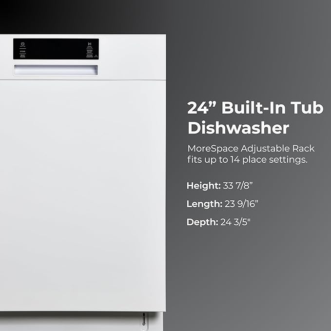 Kenmore 22-14582 24" Built-In Dishwasher - UltraWash, SmartWash, Sanitize Rinse, SmartDry, and Leak Detection - 14 Place Settings - 57 DBA - ENERGY STAR Certified - 24" - White