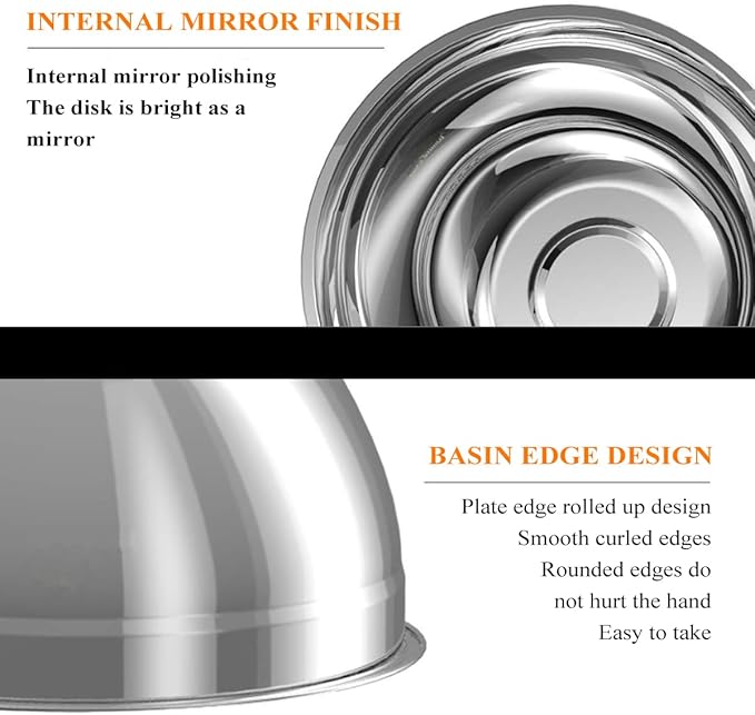 Mixing Bowls, 5Pcs Stainless Steel Mixing Bowl Set, Utensils for the Kitchen, Multifunctional, Stackable, Dishwasher Safe, 3.75L / 3.25L / 2.5L / 2L / 1.3L (With lid)