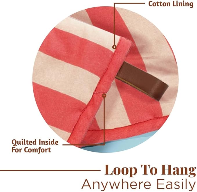 Folkulture Red Oven Mitts - Set of 2 (5.75"x9") | Cute Red Oven Mitts with Hanging Loop for Cooking Gifts, 100% Cotton, Silicone Heat Resistant Oven-Gloves for New Home Essentials