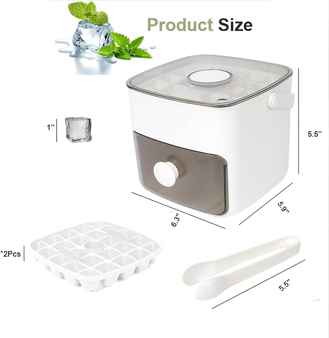 2 Pcs Ice Cube Tray with Lid & Bin