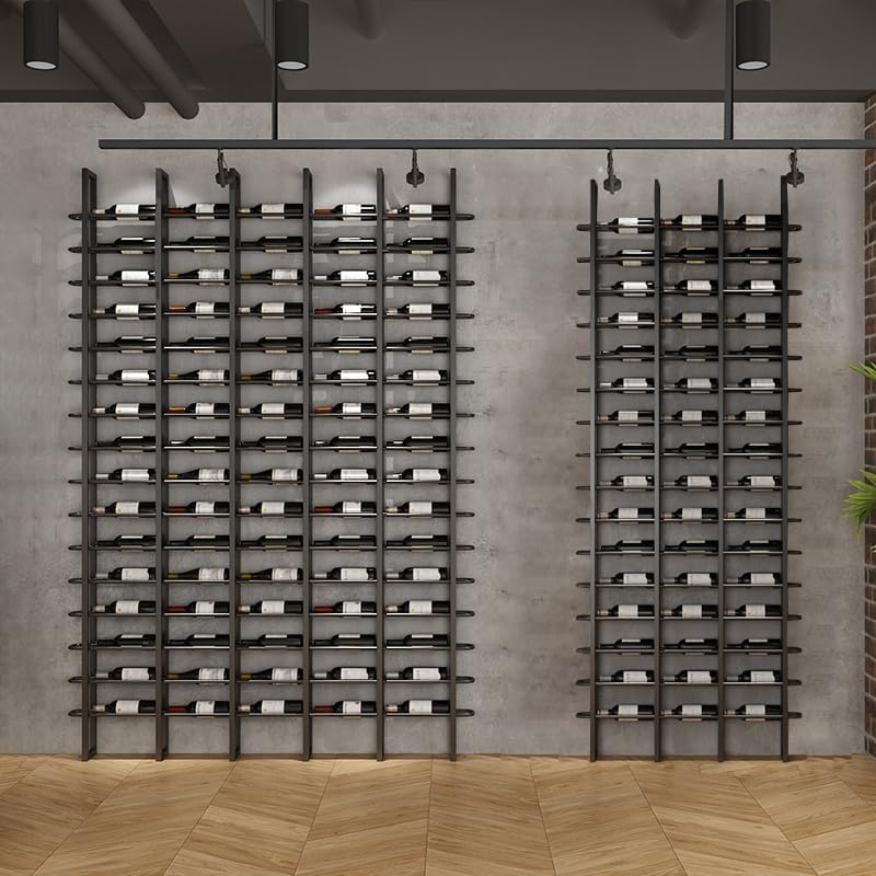 Wine Rack Freestanding Floor, 16 Tier 16 Bottle Capacity Display Holder, Industrial Wine Bottle Storage Shelves, for Any Bar, Wine Cellar, Kitchen, Dining Room (Gold, 1 Column)
