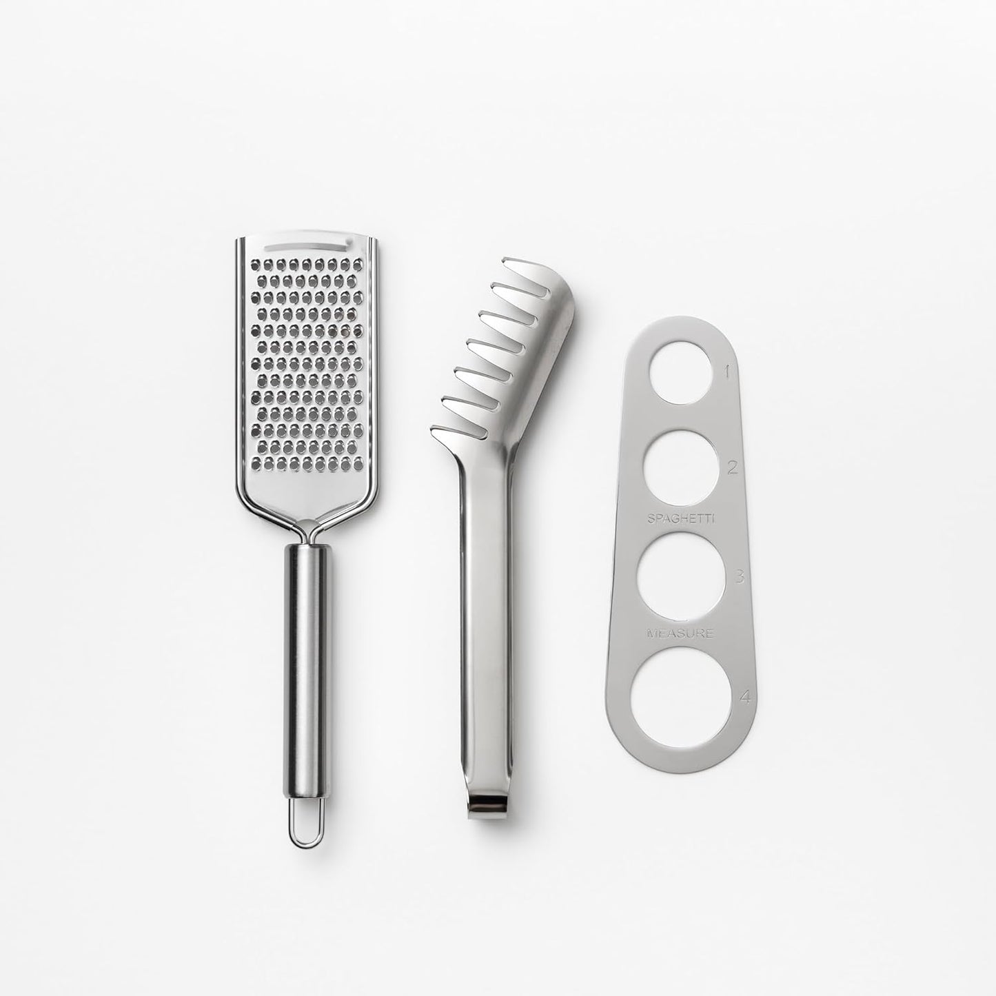 Printworks The Essentials, Pasta Tools – Pasta Kit with Spaghetti Tong, Spaghetti Measurer & Grater in Bright Blue Book-Style Case