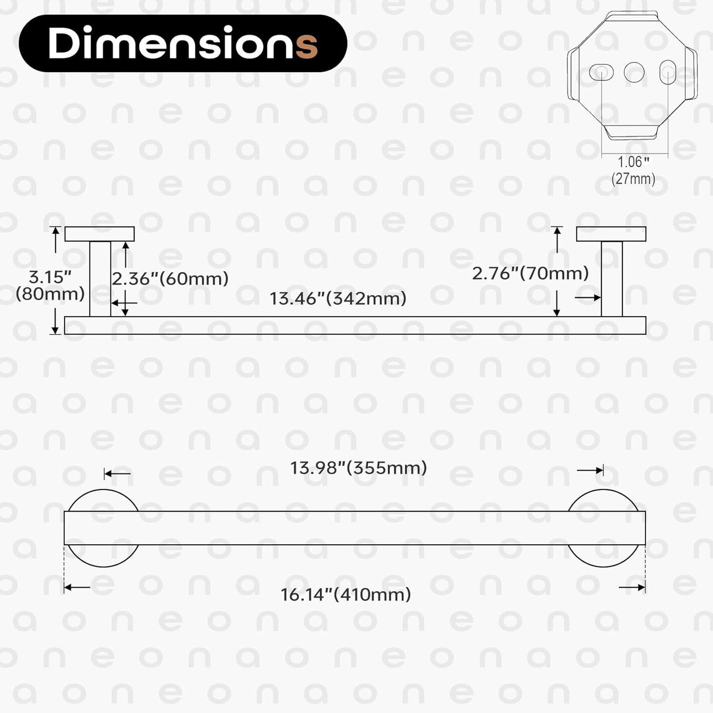 16 Inch Bathroom Towel Bar Bath Towel Rack Kitchen Towel Holder Towel Hanger Wall Mounted SUS304 Stainless Steel Brushed Gold AN4001GD-L16