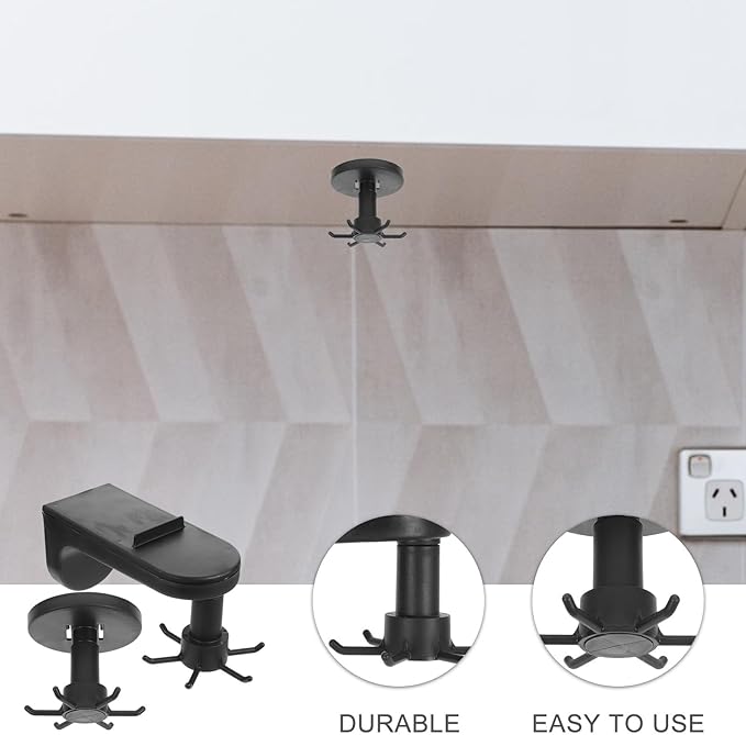 2pcs Nailless Kitchen Utensil Hooks Wall Mount, 360° Rotatable Plastic Utensil Hanger for Hanging Cooking Tools, Strong Adhesive Hooks for Kitchen Storage and Organization