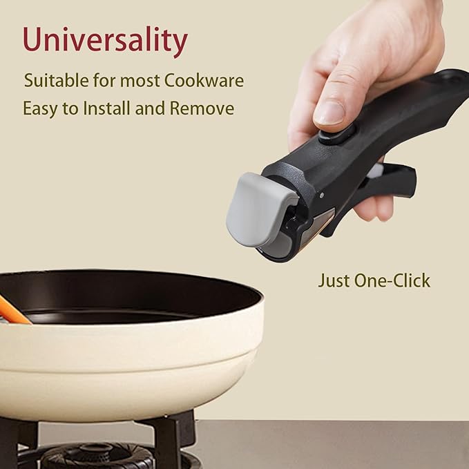 Removable Handle, 2 PCS Detachable Pot Handles with Silicone Oven Mitts Heat Resistant, Universal Pan Handle, Replacement Handles for Pots and Pans, Fits All Cookware-Black