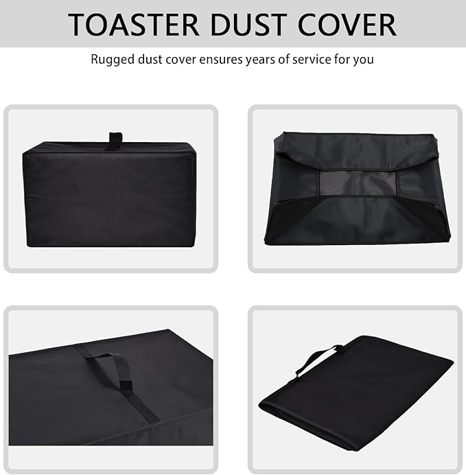 Toaster Cover Heavy Duty Heat-Resistant Waterproof Protective Cover Case Compatible with Mueller UltraToast Toaster 4 Slice MT-110ss/Elite Gourmet ECT-3100 Long Slot 4 SliceToaster (Black)