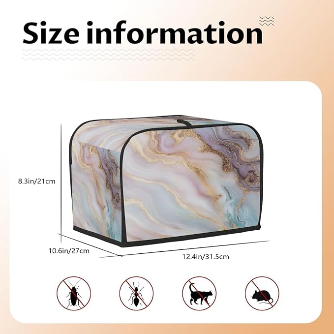 Marble Texture Gold Toaster Cover 4 Slice Dust and Fingerprint Protection Toaster Bread Maker Covers Washable Kitchen Small Appliance Covers for Kitchen Accessories Decor Bakeware Women Gift