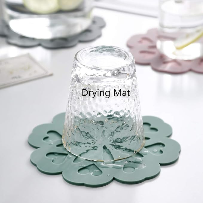 Set of 4 Silicone Trivet Mat - Hot Pot Holder Hot Pads for Table & Countertop - Trivet for Hot Dishes - Non-Slip & Heat Resistant Modern Kitchen Hot Pads for Pots & Pans, Turquoise