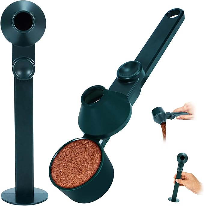 2Pcs Coffee Scoop & Funnel for Reusable K-Cup Pods, 2Tbsp Dosing Spoon, 51mm Espresso Tamper, BPA-Free PCTG, Dishwasher Safe, for Espresso Machines, Coffee/Protein Powder, Jade Green, 2 Models A&B
