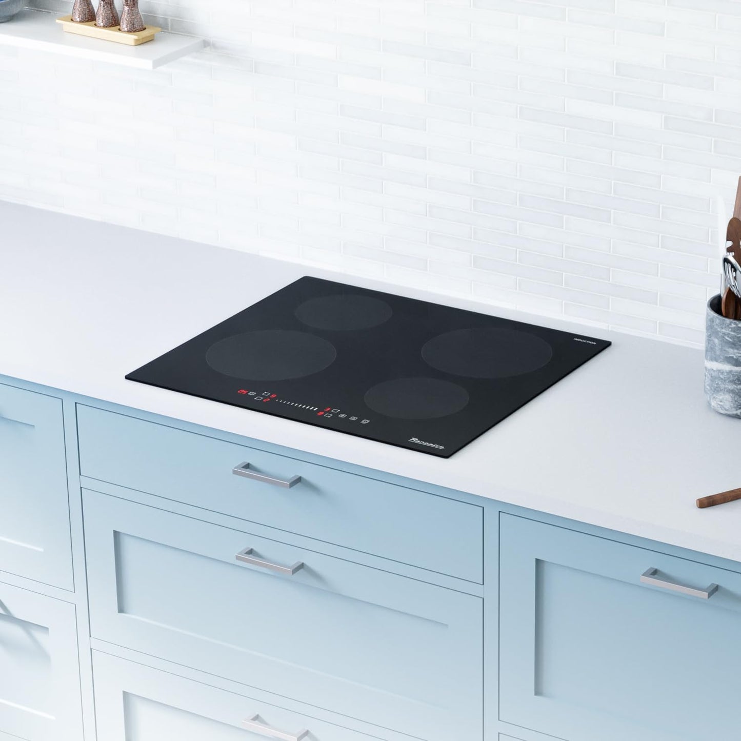 RCI241S 24" Induction Cooktop, 6700W, 4 Burners, Built-in Stove Top, Booster & Timer, 9 Power Levels, Slide Touch Control, Child Safety Lock, 240V Hard Wire, Ceramic Surface