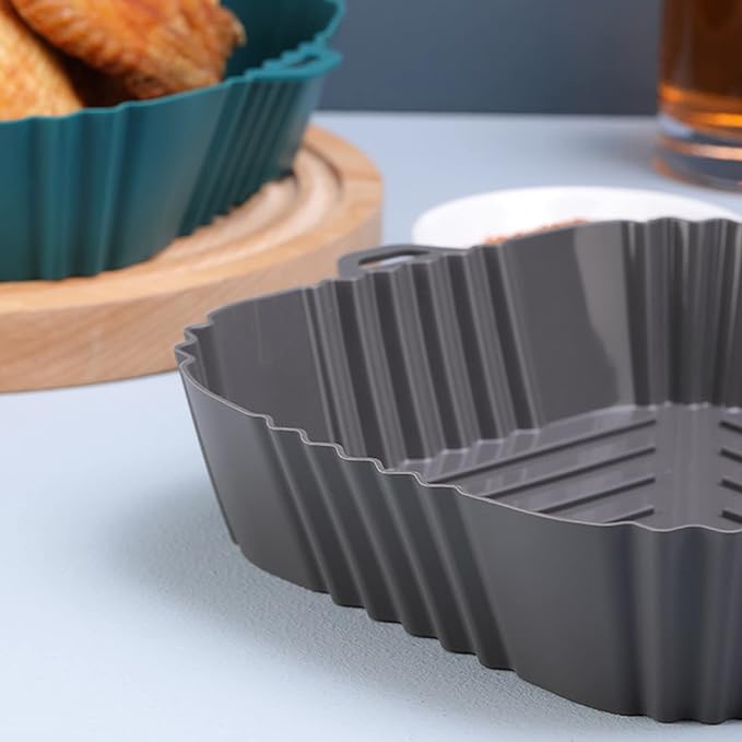 Silicone Baking Tray Reusable Air Fryer Liners Basket Nonstick Oven Baking Pan Multifunctional For Kitchen Gadgets 2Pcs Blue