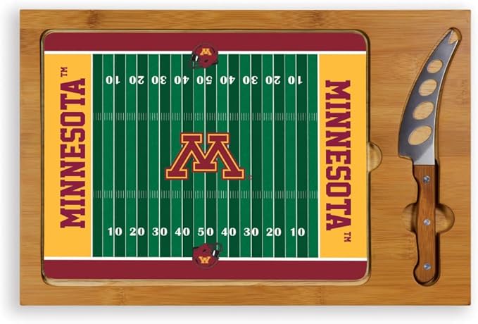 PICNIC TIME NCAA Icon Glass Top Cutting Board & Knife Set, Cheese Boards Charcuterie Boards, Serving Platter, (Parawood & Bamboo)