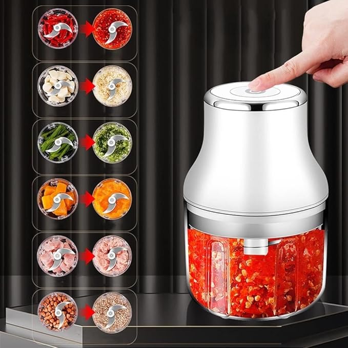 Electric Garlic Chopper, Mini Portable Food Chopper for Garlic Onion, USB Chargable Powerful Vegetable Chopper Garlic Mincer Garlic Press Small Food Processor for Veggie Meat (Size : Small)