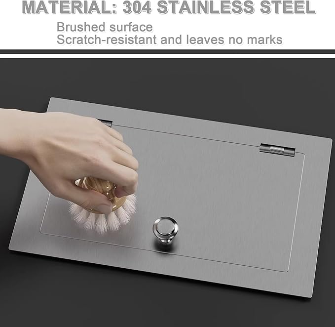 304 Stainless Steel Bin Cover, Countertop Trash can Lid, with a Central Pivot, the Lid can be Lifted, for Kitchen Cabinet, Bar & Bathroom(White)