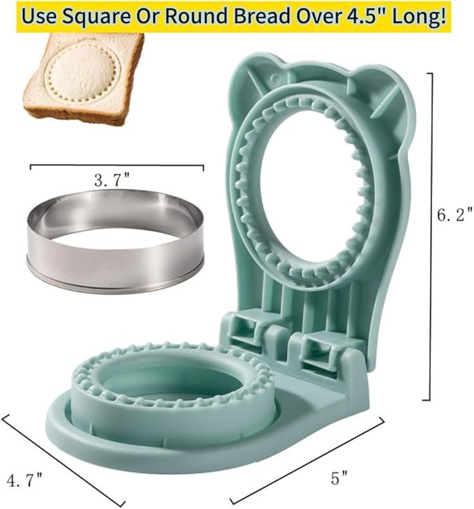 CHICHAUS Uncrustable Sandwich Maker, Sandwich Pocket Circle Shape Cutter & Sealer for Kids Breakfast and Lunchboxes, Light Blue, 3.7Inch