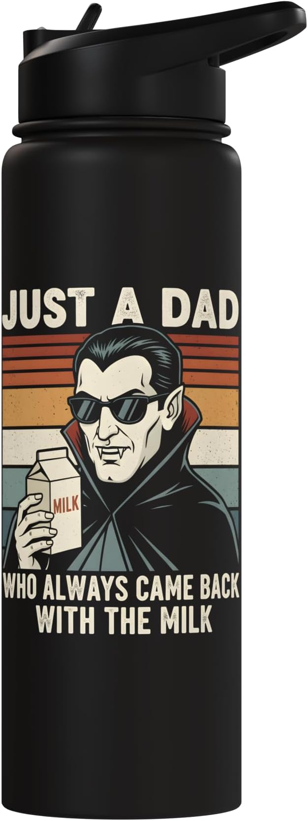 Vampire Dad Who Always Came Back With The Milk Retro Sunset Stainless Steel Insulated Water Bottle