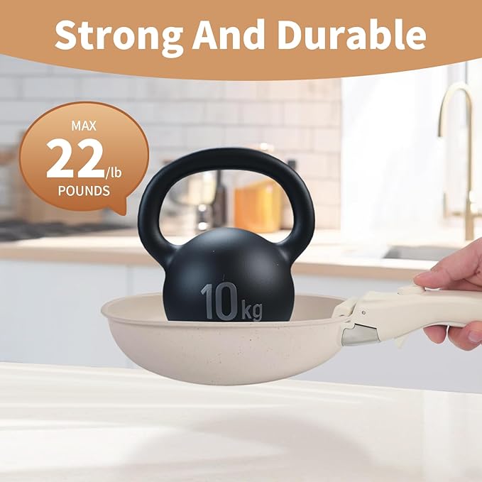 Removable Handle Ivory White, Detachable Handle for Pots and Pans, Universal Cookware Handles, Compatible with Thin Edge Cookware, 2 Pack
