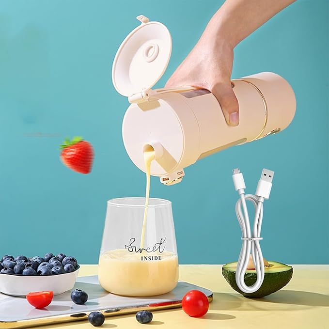 Electric Blender Cup - 700ml USB Rechargeable Fruit Mixer | Electric Vegetable Juicer - for Women Men Teens Adults Kitchen Gym Travel Dormitory Apartment Hotel School