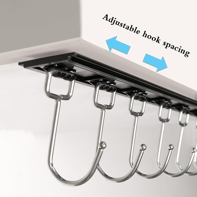 2PCS Utensil Racks with 8 Hooks 17 Inch Kitchen Utensil Holders Hanging Utensil Rack Multifunctional (17 inch)