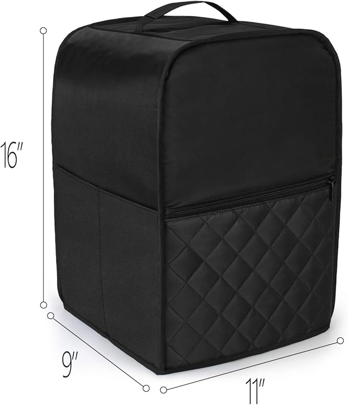 Luxja Food Processor Cover Compatible with Cuisinart and Hamilton Beach 10-14 Cup Processor, Food Processor Dust Cover with Accessories Pockets, Black