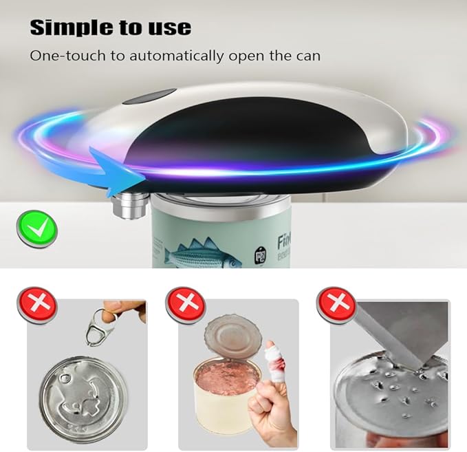 Electric Can Opener, Rechargeable Can Opener Electric Fits Most Can Sizes with Smooth Edge, USB-C Fast Charge Can Opener,One-Touch Automatic Can Openers for Seniors