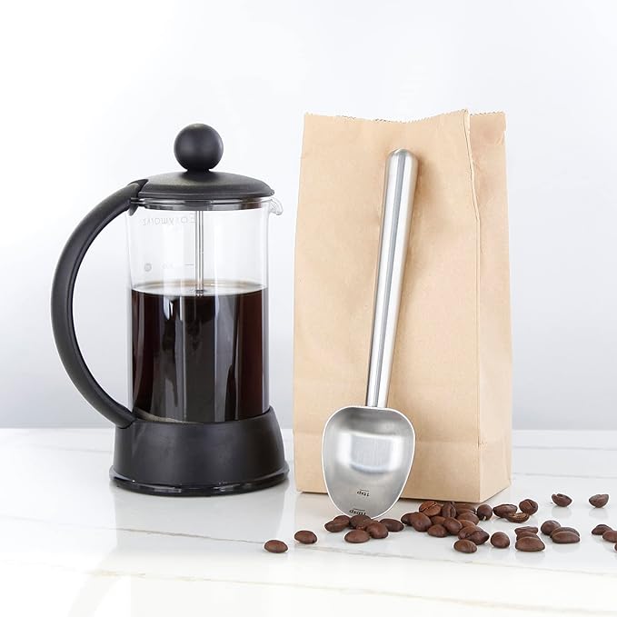 Easyworkz Stainless Steel Long Hollow Handle Coffee Scoop,7g Measuring Spoon, Brushed Silver, Bundled with Easyworkz Nando French Press 34 oz Double Wall Insulated Thermal Coffee Maker