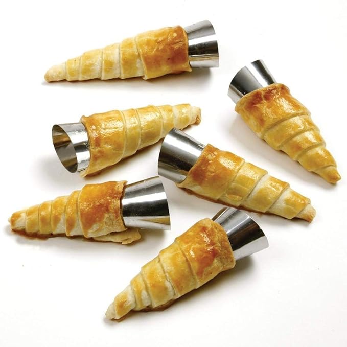 10 Pack Large Cream Horn Forms 5-inch, Non-stick Cream Horns Pastry Mould Croissant Baking Forms for Baking Croissants Bead, Chocolate Croissant, Brioche Rolls, Ice Cream Cone Party Dessert