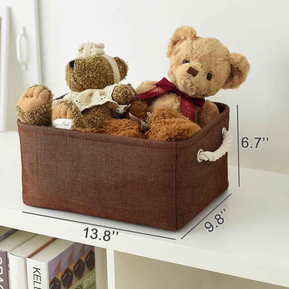 WarmHome Fabric Storage Bin Shelf Basket for Home, Closet(Brown-3 Pack, 13.8L9.8W6.7H)