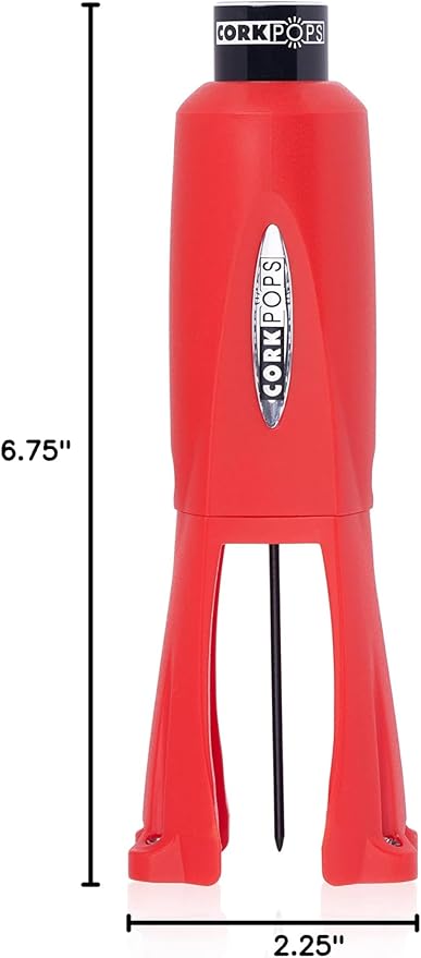 Cork Pops Legacy Wine Opener Built-in 4-Blade Foil Cutter Safe Cork Removal, Effortless Push Button Use, Needle Guard for Safety, Low-Pressure Cartridge Opens Up To 60 (Red, With 1 Cartridge)