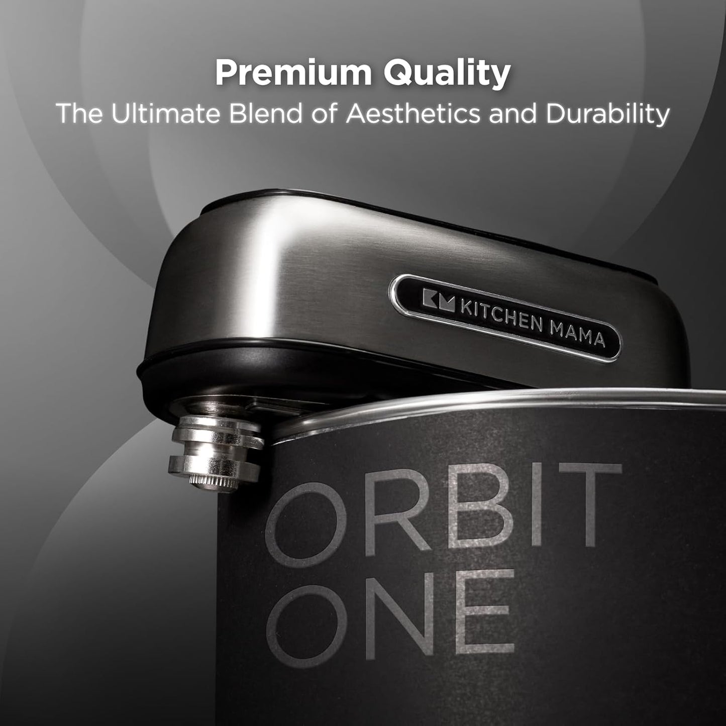 Kitchen Mama Orbit One Stainless Steel Rechargeable Electric Can Opener: Hands-free, USB-C Charging, Automatic Stop, Smooth Edge, Safety, Blade for Large Cans, Heavy Duty, Soda Can and Pop Can