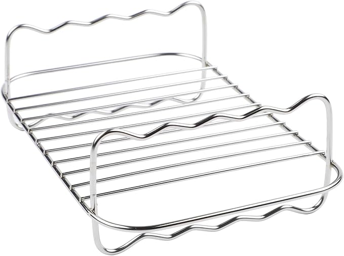 Air Fryer Rack 304 Stainless Steel Accessory for Dual Basket Models DZ201/40/550, Dishwasher Safe Grid Design for Crisp Cooking and Multi Food Use