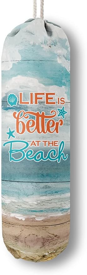 Life is Better at The Beach, Grocery Bags Holder Organizer for Shopping Bags，Wall Mount Plastic Bags Storage Container Dispensers, Gift for Women Mother Grandmother Friend