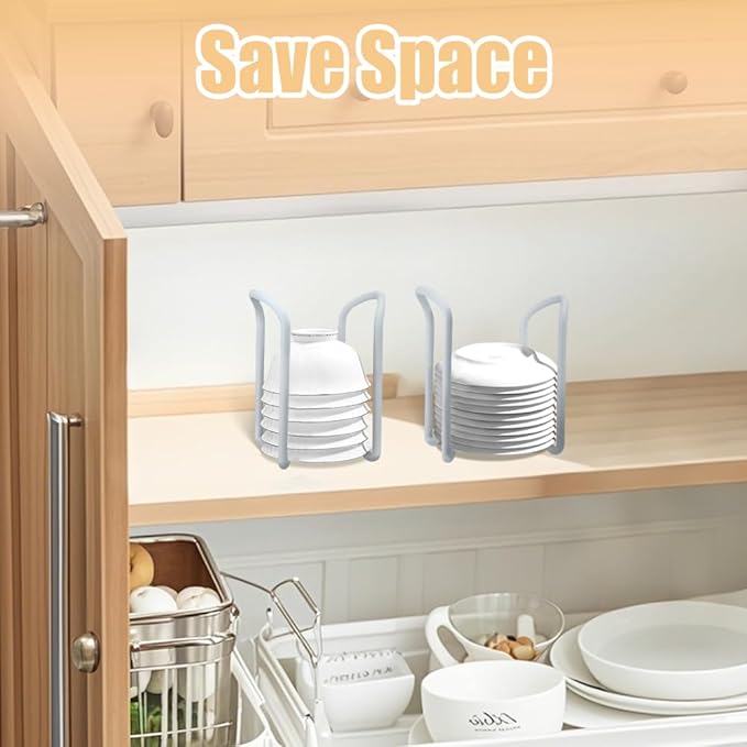 2 Pcs Bowl Rack for Kitchen Cutlery, Retractable Plastic Dish Rack, Removable Plate Holders Drain Rack, Reusable Multifunctional Plate Organizer for Stacking Bowls and Small Plates
