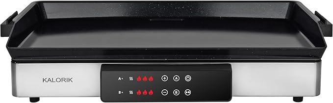Kalorik Electric Griddle & Double Burner Cooktop MAXX Series 2-in-1 Cooker 22-Inch Cooking Surface 500F Max Temperature Teppanyaki Griddle Plate, 1800-Watts, Stainless Steel