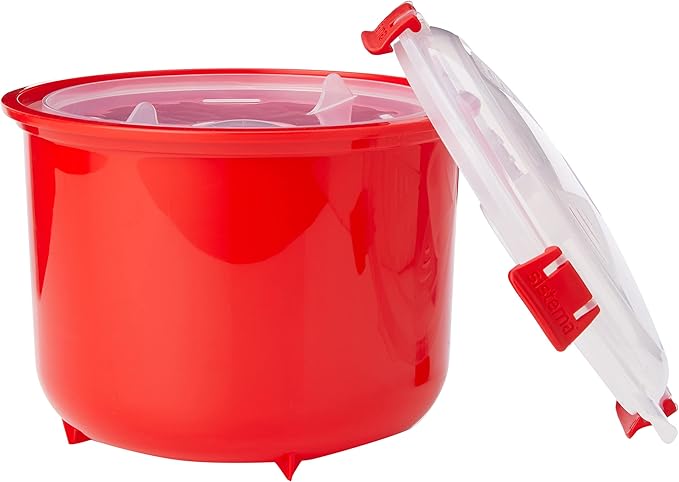 Sistema Heat & Eat Microwaveable Rice Cooker & Food Container Set with Steam Release Vents, Microwave Rice Cooker & Round Food Storage Container, Dishwasher & Freezer-Safe, BPA-Free