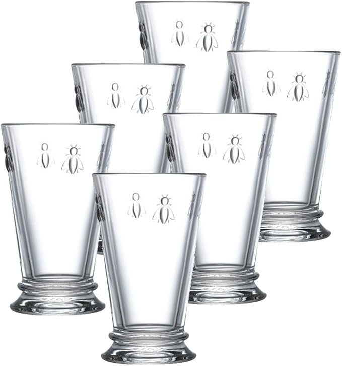 La Rochere Napoleon Bee Old Fashioned Tumbler Set of 6 – La Rochere Bee Glassware Sets – Fancy Glassware Drinking Glasses (11.5 oz)
