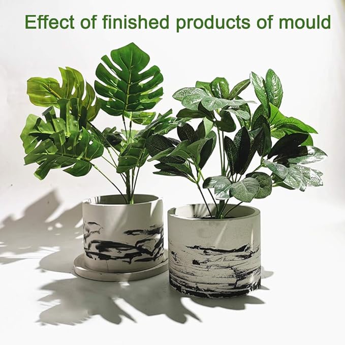 6inch Silicone Flower Pot Mold, Double Layer Round Concrete Flower Pot Molds, Large Succulent Planter Silicone Molds, for Succulent Bonsai Decorating, DIY Flowers Pots Mold, Garden Decorations