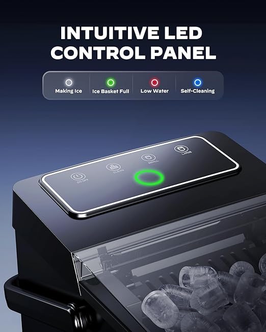 Totnz Boost Ice Maker with 2.5L Expanding Ice Basket & 1.8L Water Tank, 9 Bullet Ice Cubes in 6 Mins, Ice Maker Countertop with LED Touch Control Self-Cleaning, Ice Machine 2 Ice Sizes