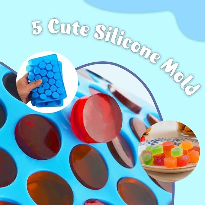 Sidosir 7Pcs Gummy Round Chocolate Silicone Molds, Silicone Roung Candy Mold for Cake Decoration, Non-Stick Gummy Mold for Parties, Gummy Round for Chocolate