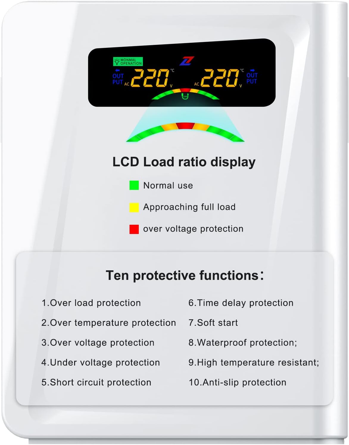 Voltage Converter 110 to 220 Step Up Transformer 500W, No Noise, Ten Protection Functions, CE & CQC Certified ，Using 220V Asia Euro Appliance in US