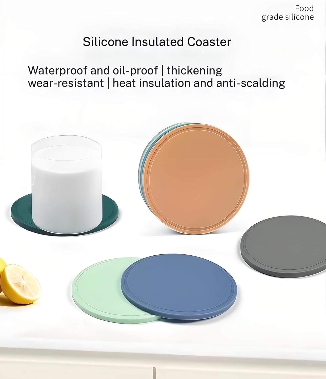 5-Pack Silicone Trivet Mats for Hot Pots, Pans & Dishes – Non-Slip Heat Resistant Round Placemats, Kitchen Counter Protectors & Coasters (Home Essentials Dark Green 6.3"*6.3"*0.24")